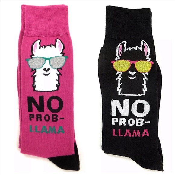 Novelty fun socks - “No Prob Llama” magenta - Picture 7 of 7